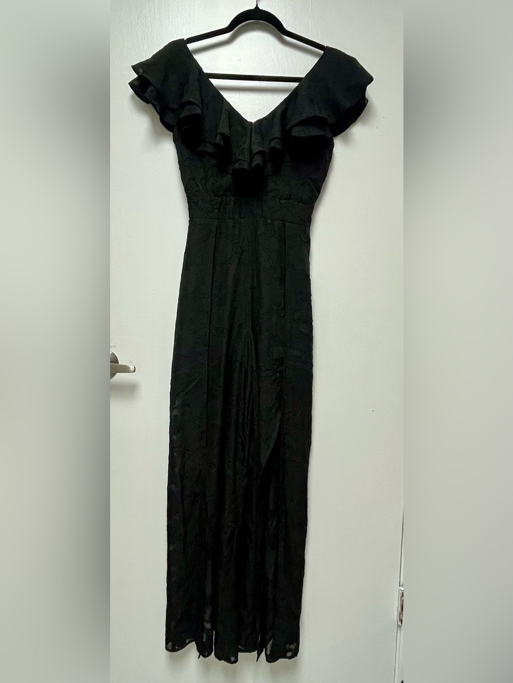 Gianni Bini Black Ruffled Off-Shoulder Jumpsuit